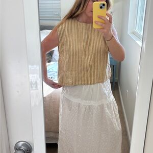 Madewell Yellow Stripe Bateau Neck Tank 100% Linen